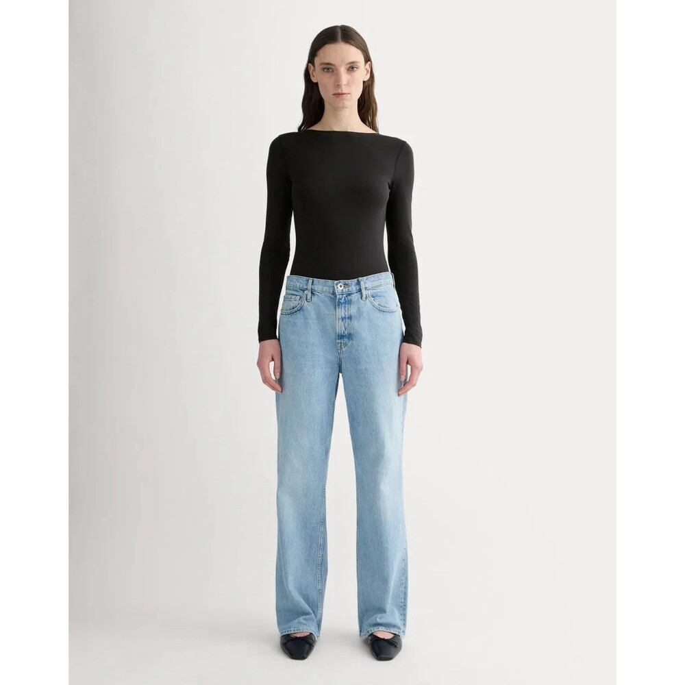 EVERLANE The Form Ballet Bodysuit XS Black Boatneck Thong Low Back NWT B93